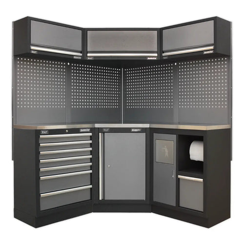 Superline PRO Corner Storage System with Stainless Worktop 1.55m