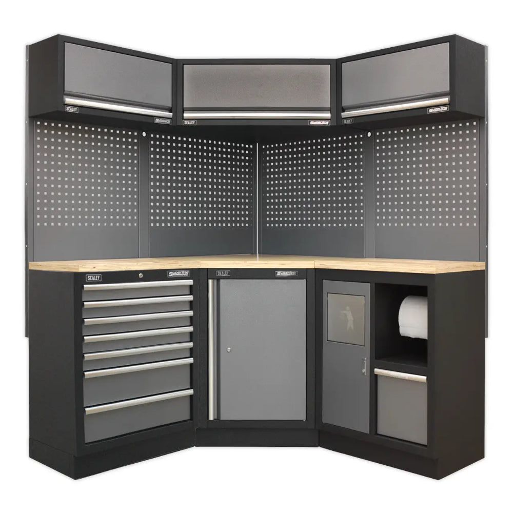 Superline PRO Corner Storage System with Wood Worktop 1.55m