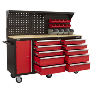 Superline PRO Mobile Workstation with Backboard 10 Drawer AP6310 7