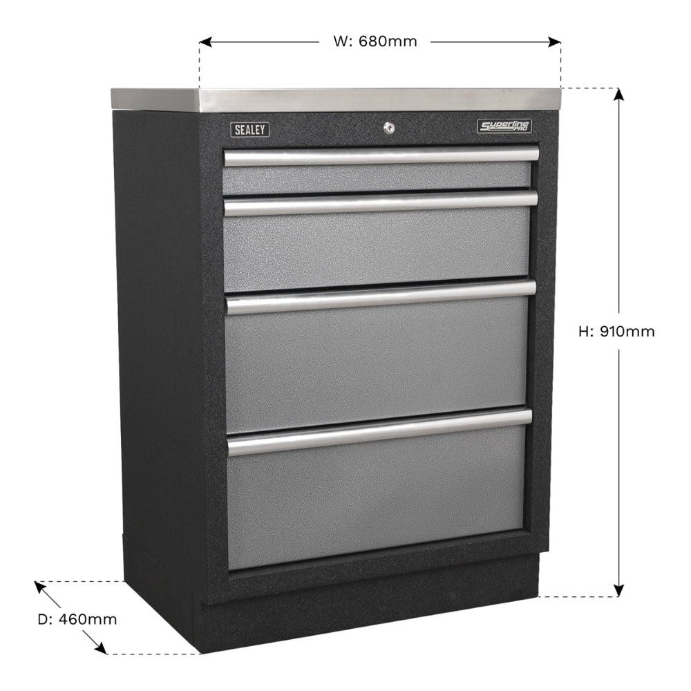 Superline PRO Modular Cabinet 4 Drawer 680mm APMS51 5