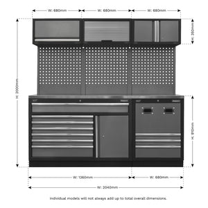 Superline PRO Modular Storage System Combo with Stainless Steel Worktop APMSSTACK14SS 11