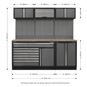 Superline PRO Storage System with Pressed Wood Worktop 2.04m APMSSTACK11W 10