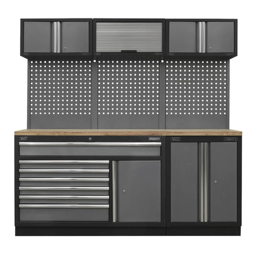 Superline PRO Storage System with Pressed Wood Worktop 2.04m (8 Modules)