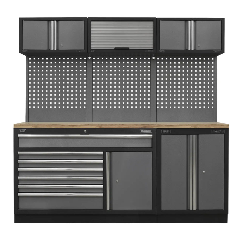 Superline PRO Storage System with Pressed Wood Worktop 2.04m (8 Modules)