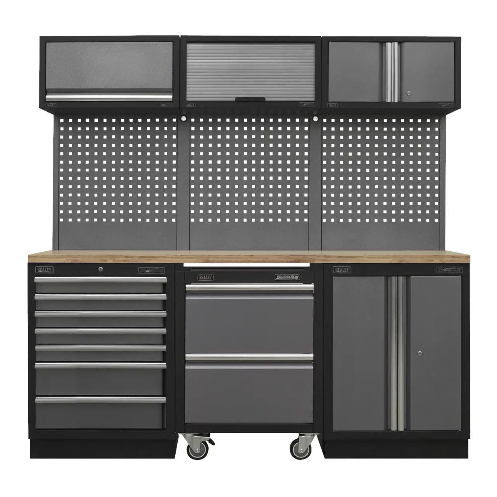 Superline PRO Storage System with Pressed Wood Worktop 2.04m (10 Modules)
