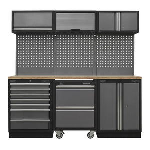 Superline PRO Storage System with Pressed Wood Worktop 2.04m (10 Modules)