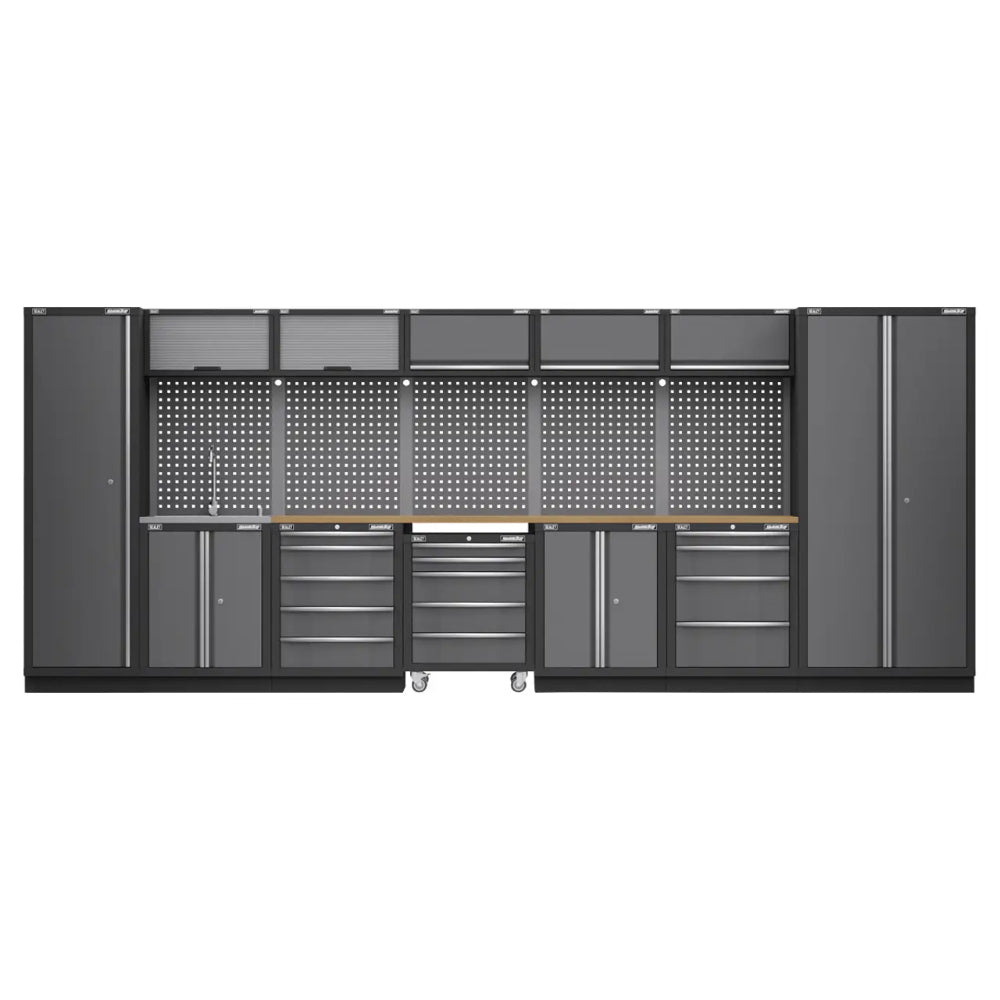 Superline PRO Storage System with Pressed Wood Worktop 4.92m with Sink
