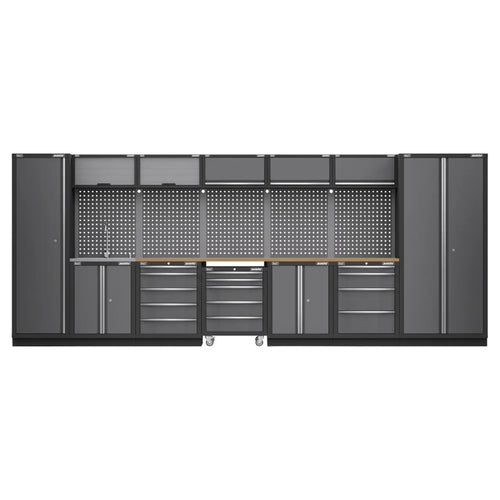 Superline PRO Storage System with Pressed Wood Worktop 4.92m with Sink