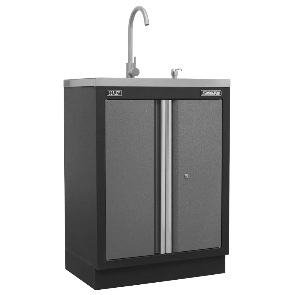 Superline PRO Storage System with Pressed Wood Worktop 4.92m APMSSTACK17W 6