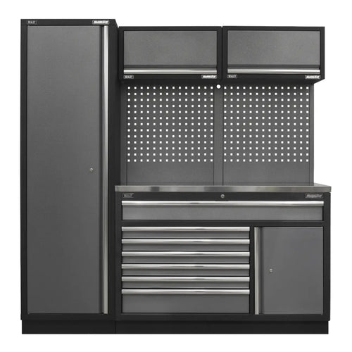 Superline PRO Storage System with Stainless Steel Worktop 1.96m