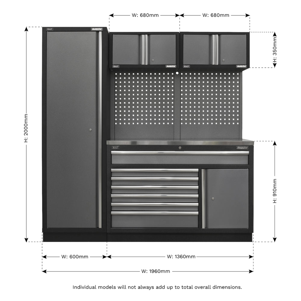 Superline PRO Storage System with Stainless Steel Worktop 1.96m APMSSTACK10SS 9