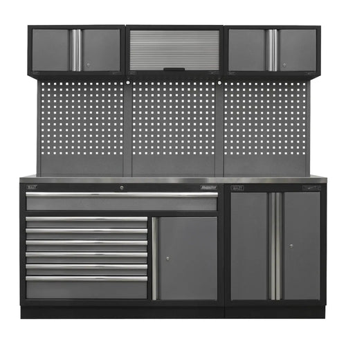 Superline PRO Storage System with Stainless Steel Worktop 2.04m