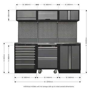 Superline PRO Storage System with Stainless Steel Worktop 2.04m APMSSTACK12SS 12