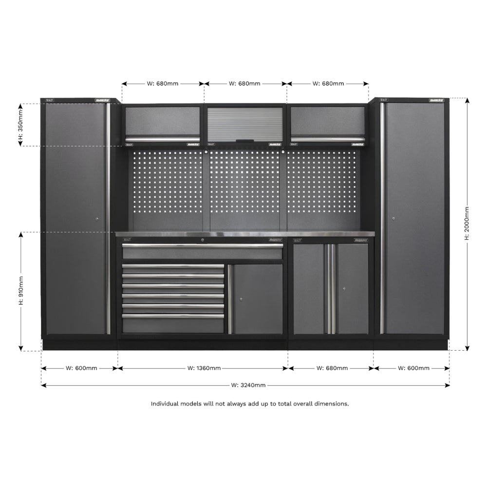 Superline PRO Storage System with Stainless Steel Worktop 3.24m APMSSTACK13SS 11