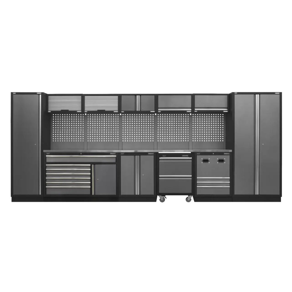 Superline PRO Storage System with Stainless Steel Worktop 4.92m