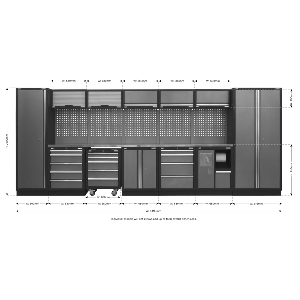 Superline PRO Storage System with Stainless Worktop 4.92m APMSSTACK01SS 14