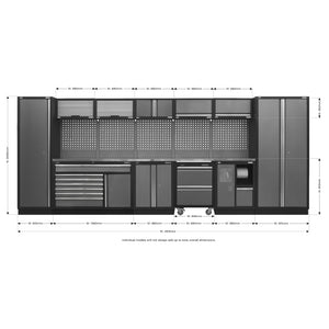 Superline PRO Storage System with Stainless Worktop 4.92m APMSSTACK15SS 15
