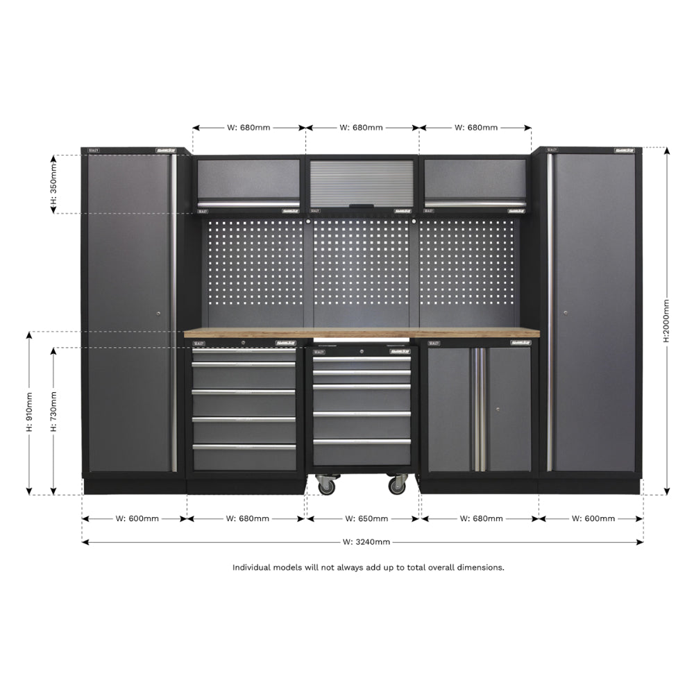 Superline PRO Storage System with Wood Worktop 3.24m APMSSTACK03W 12