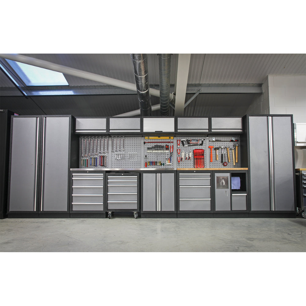 Superline PRO Storage System with Wood Worktop 4.92m APMSSTACK01W 4