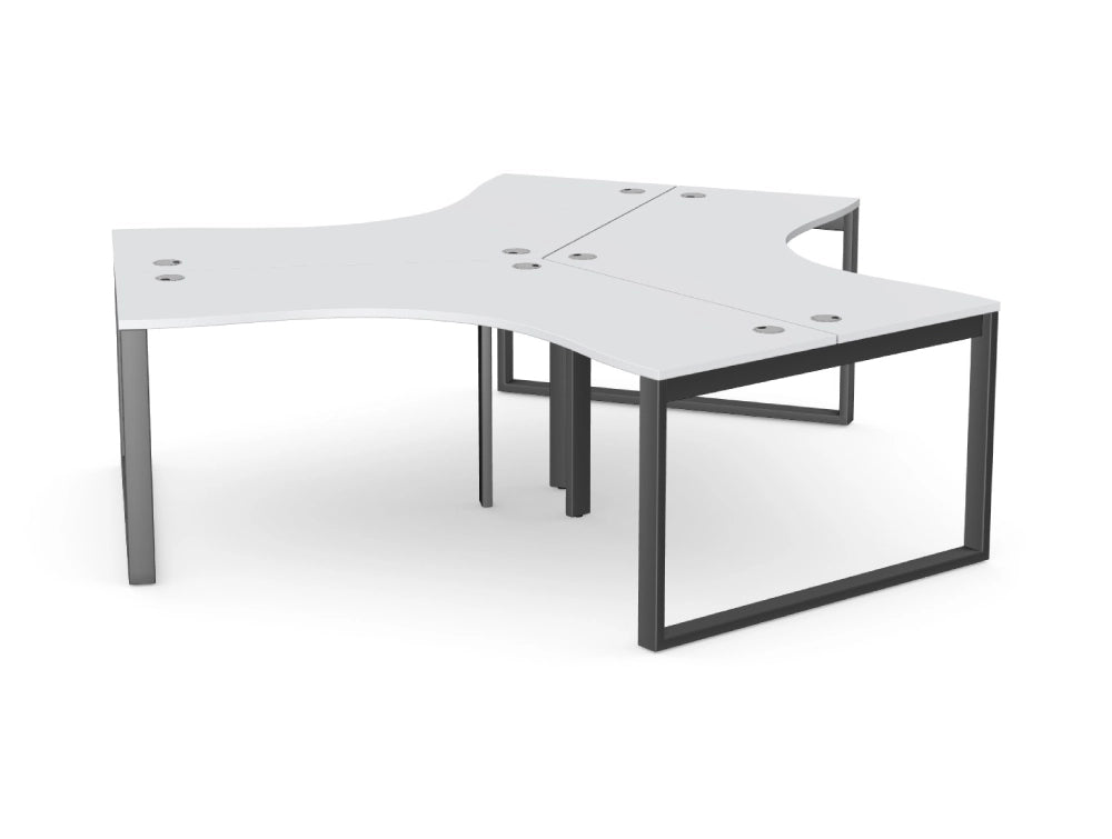 Switch 120 Degree 3 Person Bench with C Leg in White and Anthracite Finish
