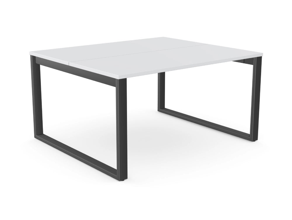 Switch 2 Person Bench Desk with Closed Leg in White Black Finish