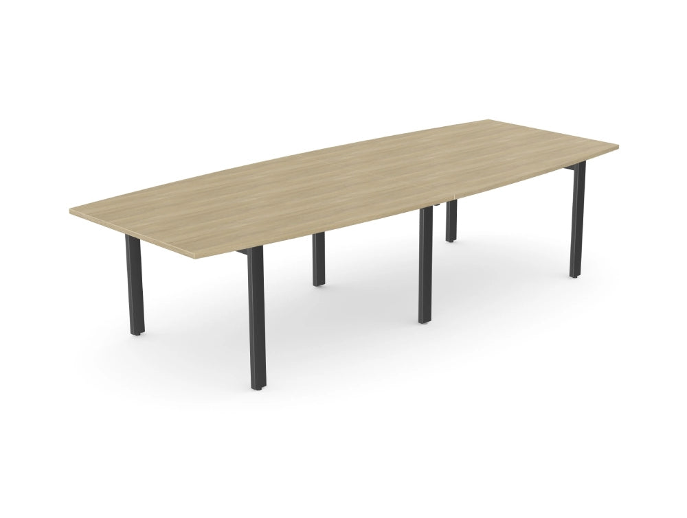Switch 2 Person Curved Meeting Table With A Leg In Light Oak And Black Finish
