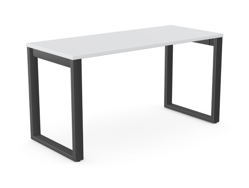 Switch Single Straight Desk With Closed Leg In White And Black Finish