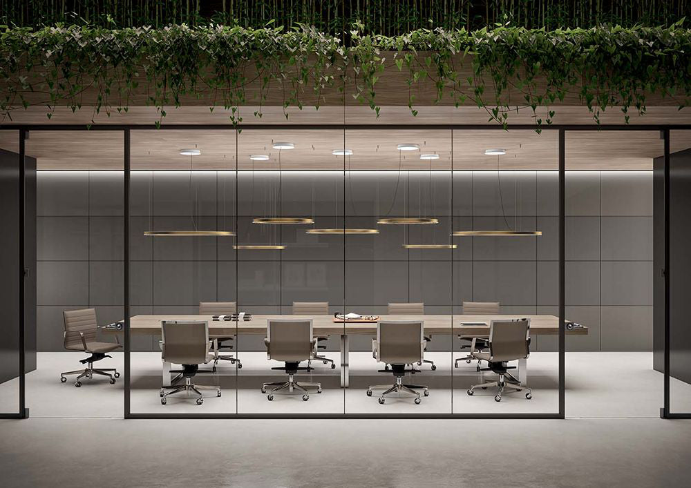 T45 Rectangular Meeting Room Table with Chairs in Meeting Room Setting