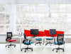 Tanya Mesh Conference Armchair With Blue Cushion And Computer