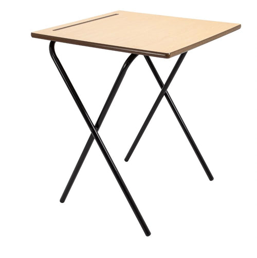 Titan Premium Folding Exam Desk in Beech/Black - Single