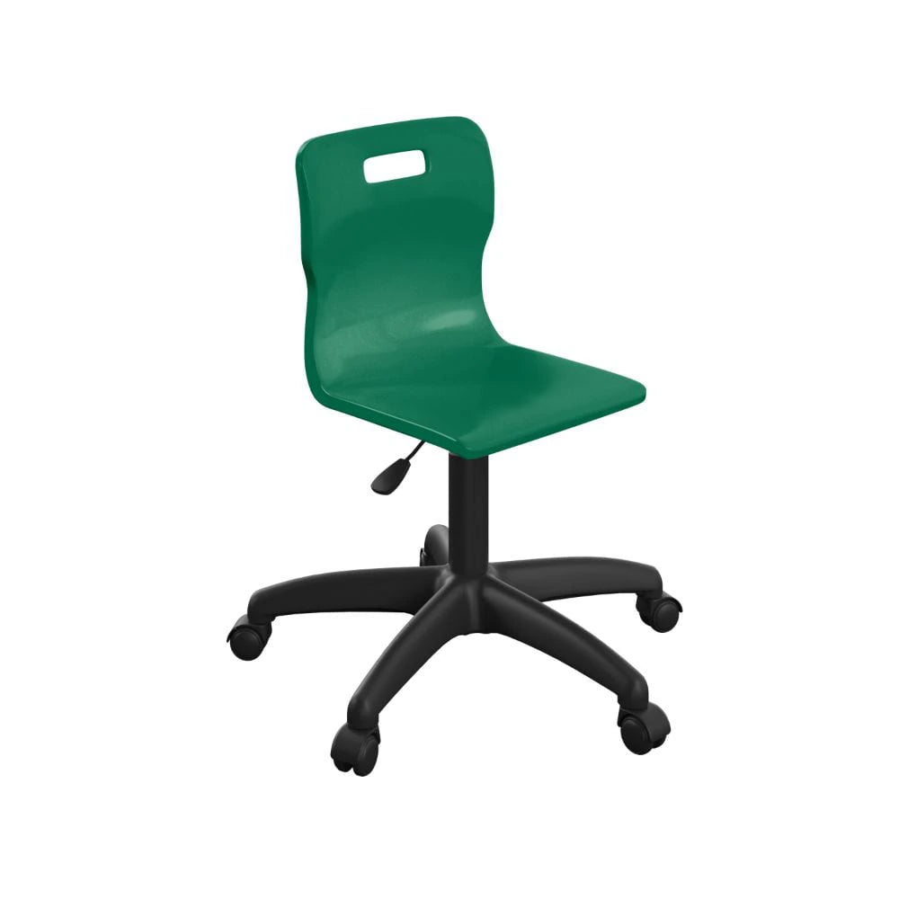 Titan Swivel Junior Chair with Plastic Base and Castors T30-GN-BK 1