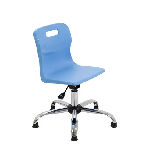 Titan Swivel Junior Chair with Plastic Base and Glides - Size 3-4- Sky Blue/Black