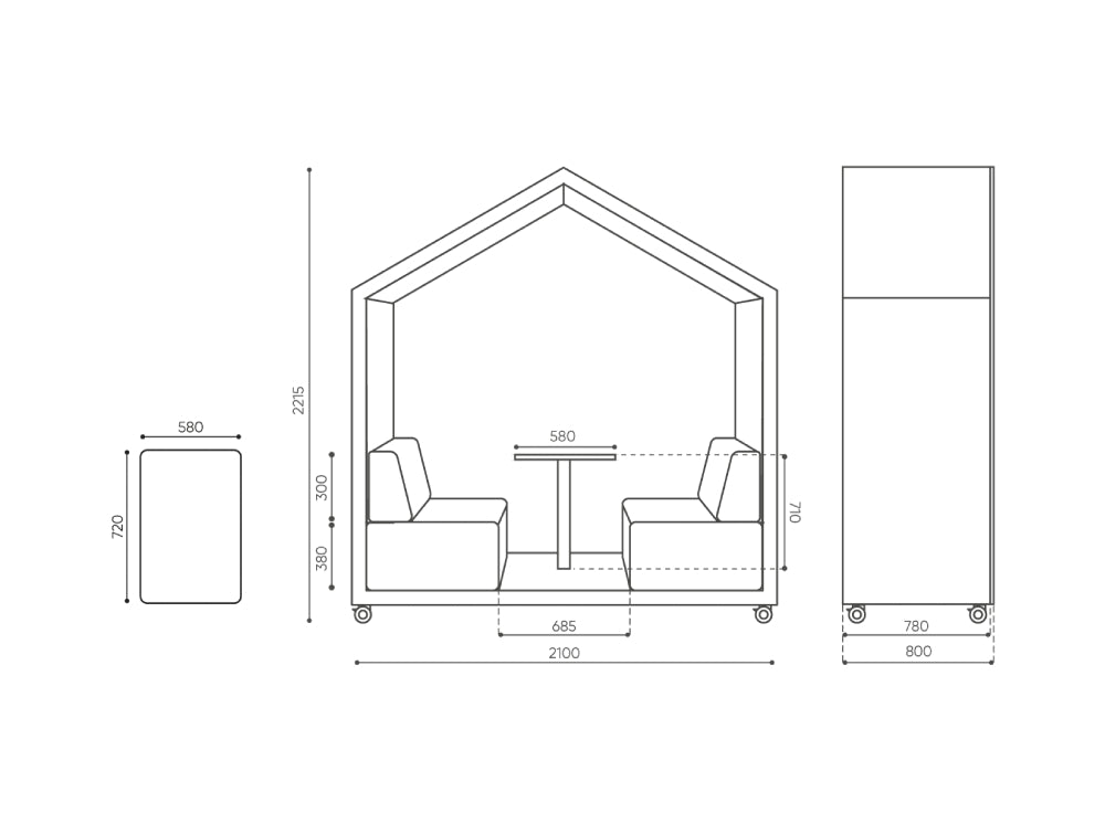 Treehouse 2 Person Open Meeting Pod Dimensions