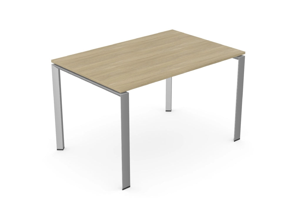 Trio Straight Rectangular Bench Desk 1200x800 in Light Oak and Silver Finish