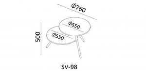 Two Top Modern Coffee Table Sv 98 Dimensions