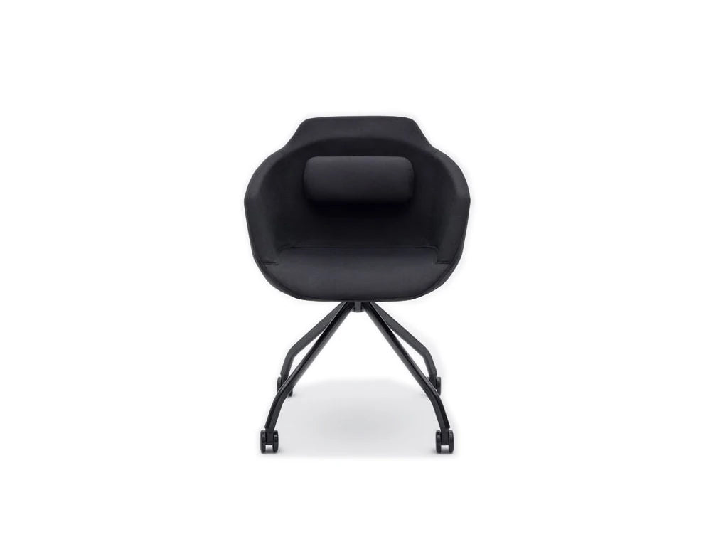 Ultra F Armchair With Black Upholstered Finish And Black Metal Base