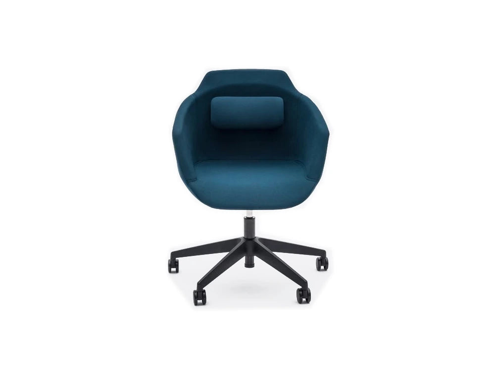 Ultra F Armchair With Blue Upholstered Finish And Black Castor Wheels