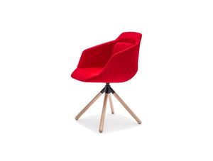 Ultra Fw Armchair With Red Upholstered Finish And Four Legs Wooden Base