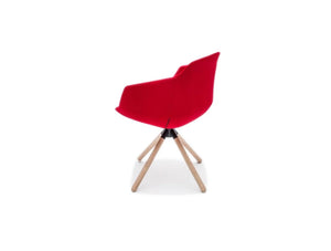 Ultra Fw Armchair With Red Upholstered Finish And Wooden Legs