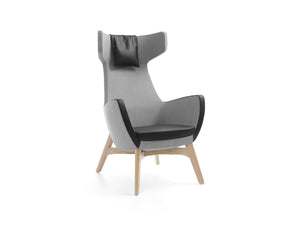 Umm High Backrest Lounge Chair with Wooden Legs