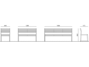 Urbantime .026 Outdoor Bench With Backrest Dimensions