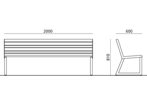 Urbantime .H24 Outdoor Bench With Backrest Dimensions