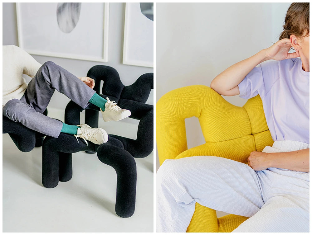 Varier Ekstrem Multiposition Chair 9 In Black And Yellow Finish