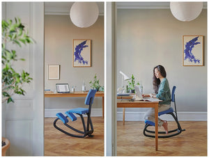 Varier Variable Plus Kneeling Chair 11 In Blue In Office Setting