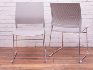 Verse Multipurpose Stacking Chair in Grey Front and Rear View