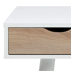 Victoria Home Office Desk White with White Legs and Sonoma Oak Drawers 4