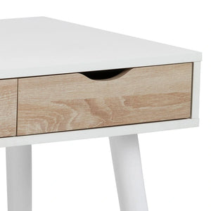 Victoria Home Office Desk White with White Legs and Sonoma Oak Drawers 5