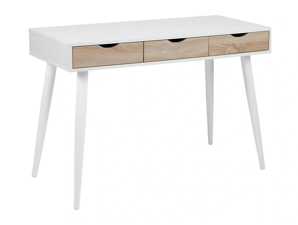 Victoria Home Office Desk - White with White Legs and Sonoma Oak Drawers