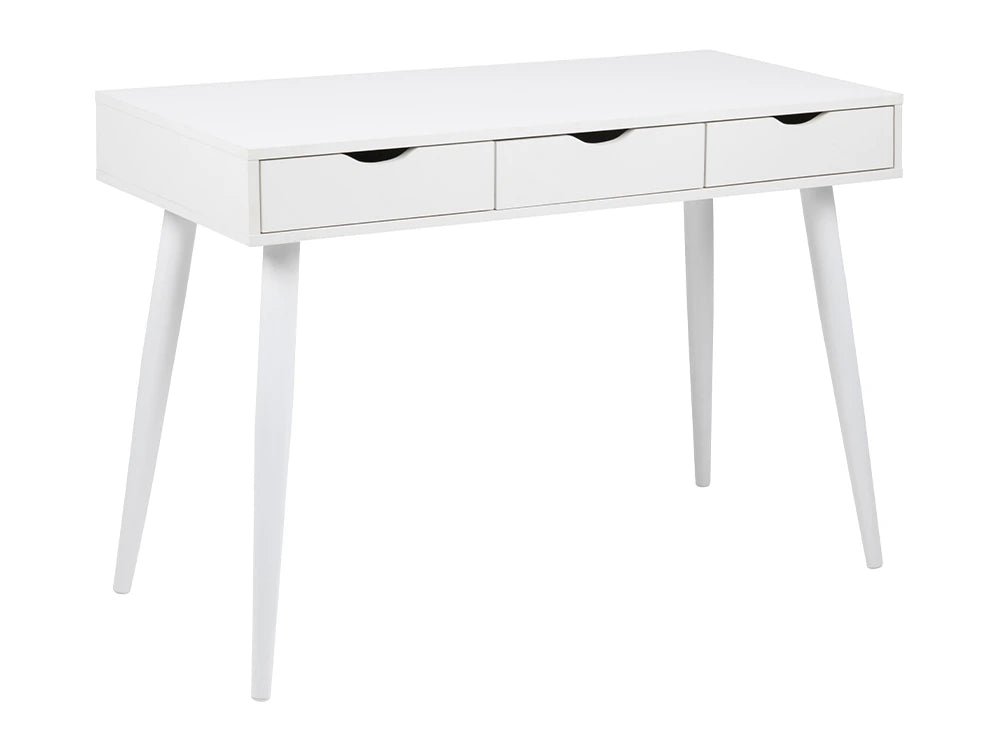 Victoria Home Office Desk - White with White Legs and White Drawers