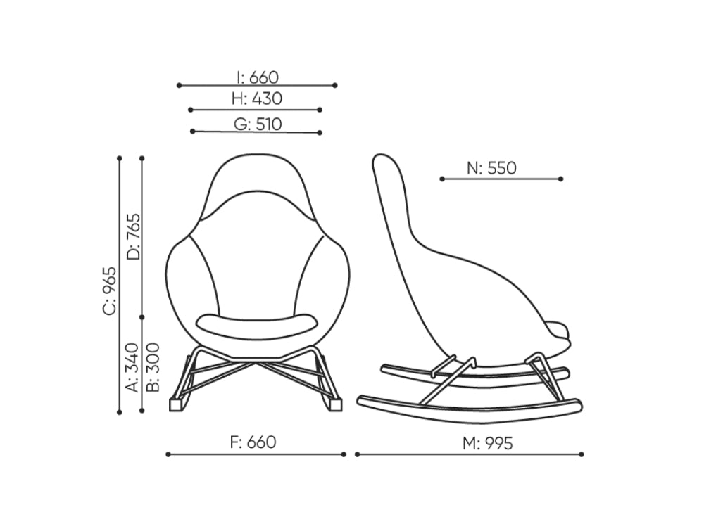 Vieni High Backrest Rocking Chair Dimensions